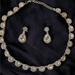 Rhinestone Necklace and Earrings Set
